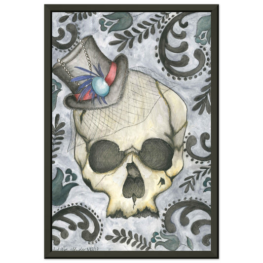 Vintage Skull Poster with Wooden Frame