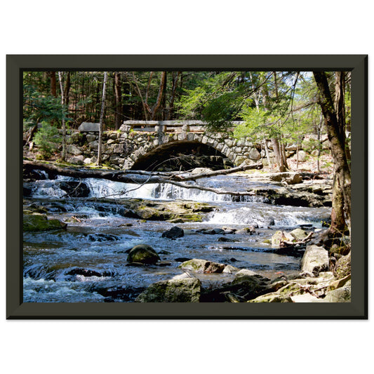 Stone bridge and Waterfall Poster Gloss with Metal Frame