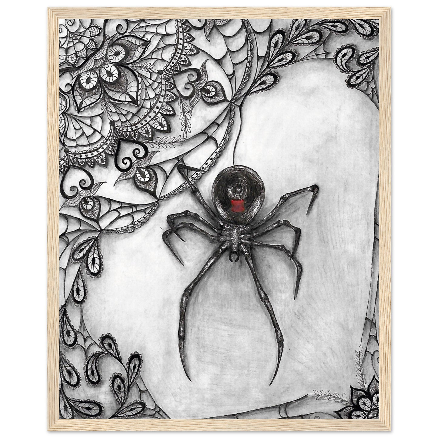 Vintage Lace Black Widow Poster with Wooden Frame