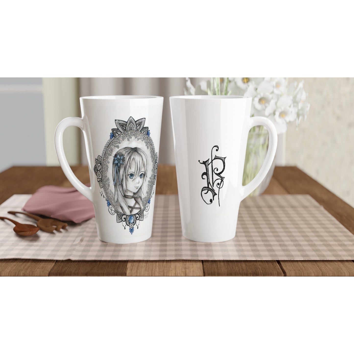 Victorian Classy Girl - White Latte 17oz Ceramic Mug